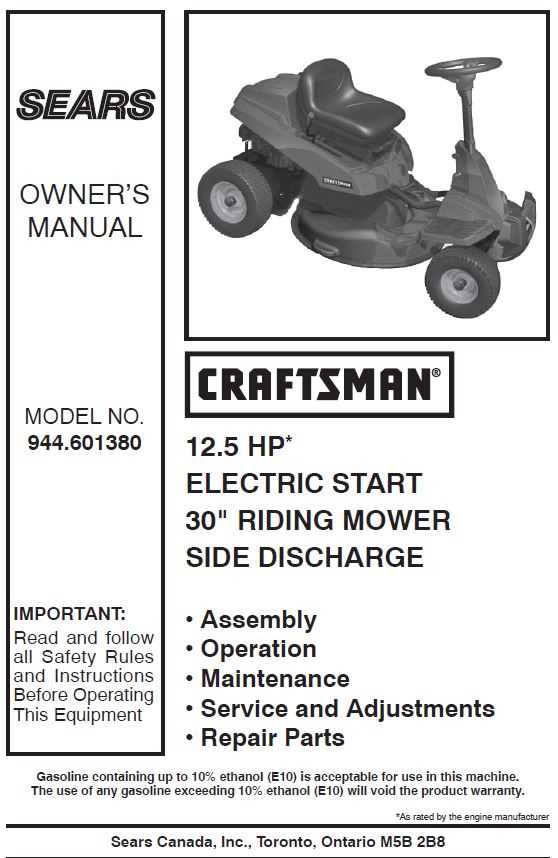 parts diagram craftsman riding mower