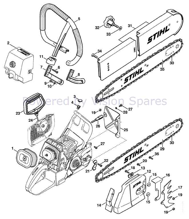 parts of a chainsaw diagram