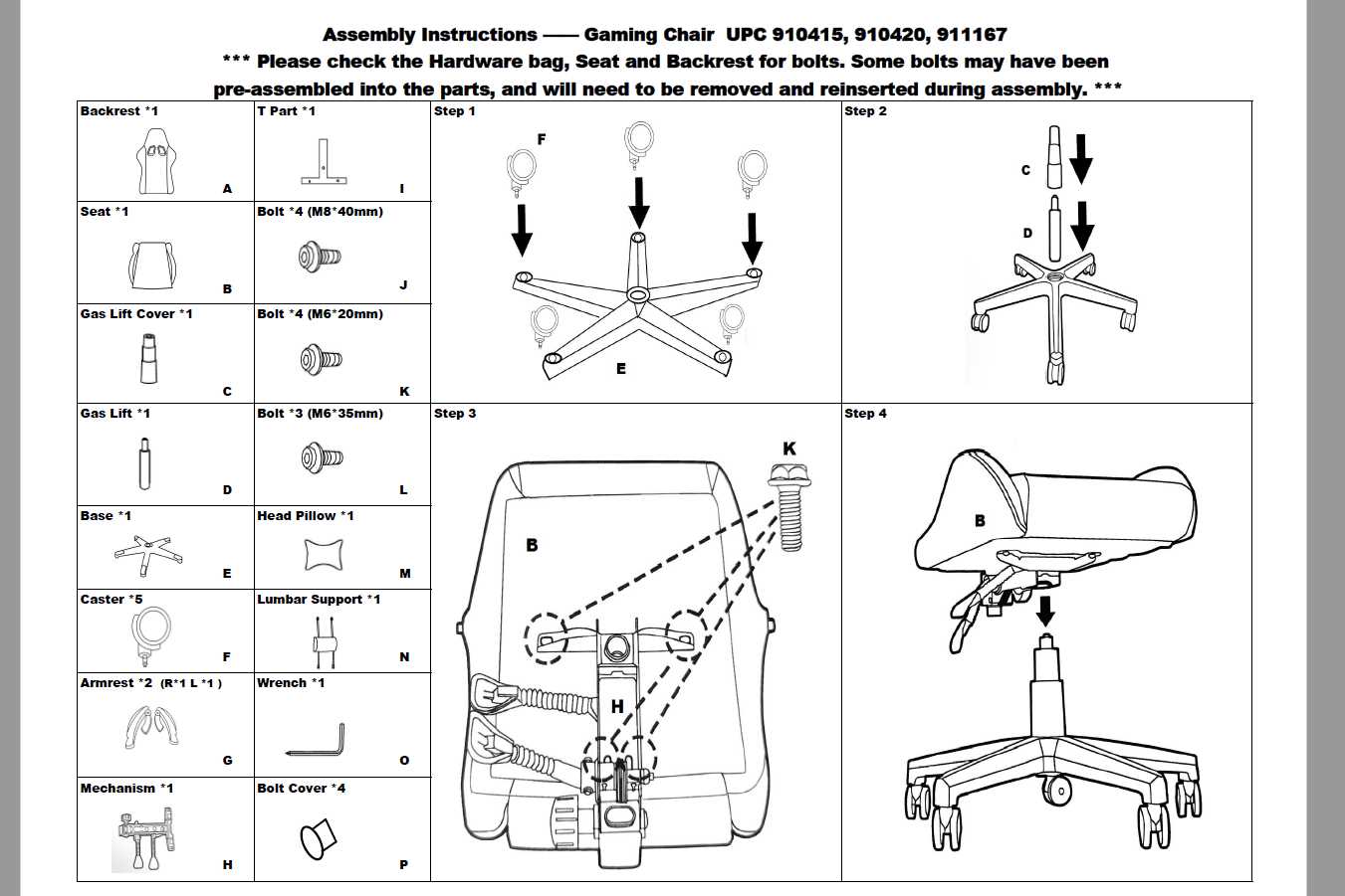 parts of a chair diagram