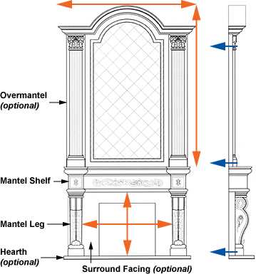 parts of a fireplace diagram