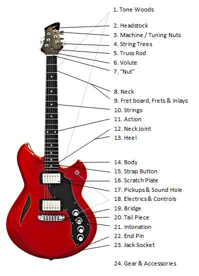 parts of a guitar diagram