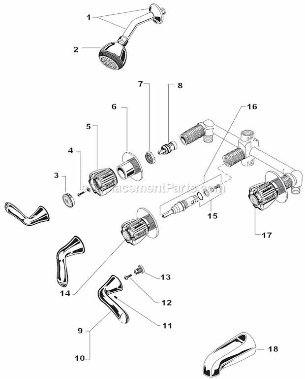 parts of a shower faucet diagram