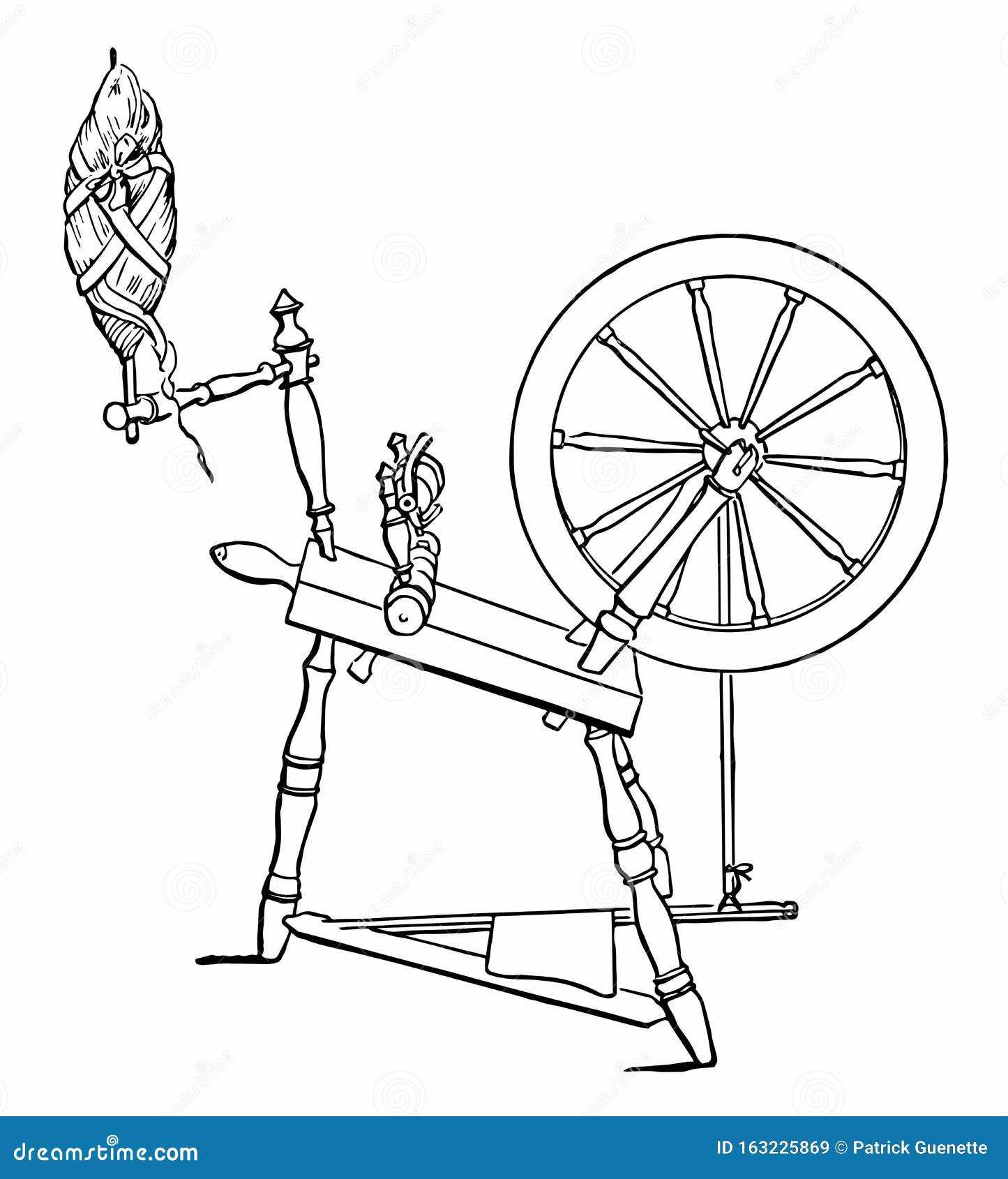 parts of a spinning wheel diagrams