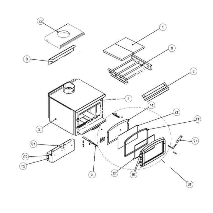 parts of a wood stove diagram