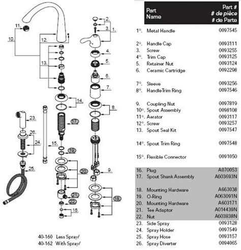 pegasus bathroom faucet parts diagram