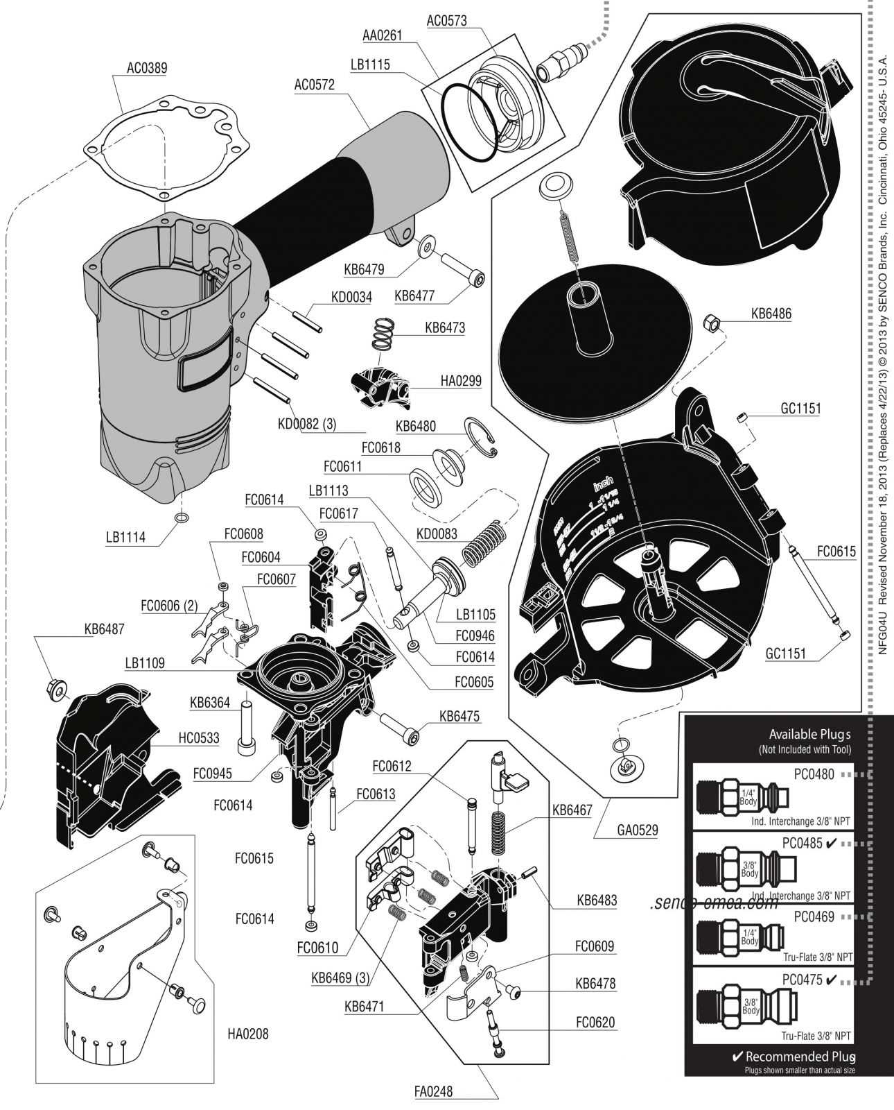 porter cable rn175a parts diagram