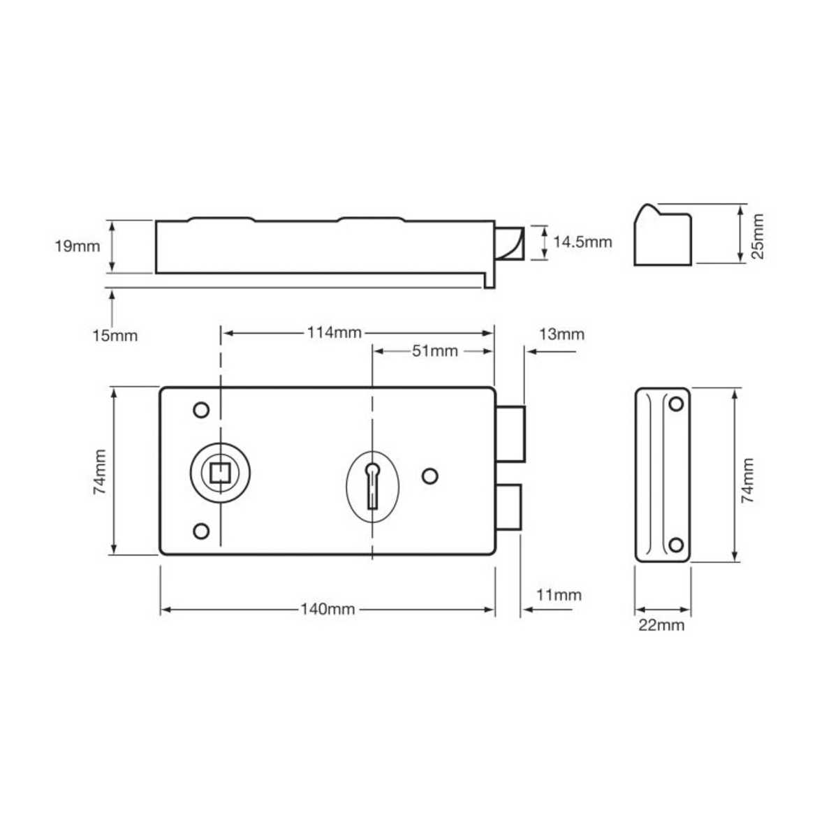 rim lock parts diagram