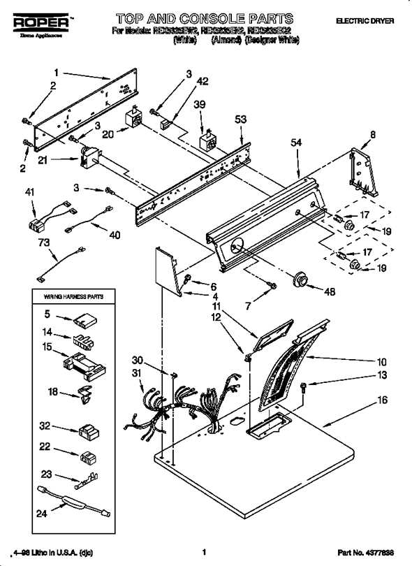 roper dryer parts diagram