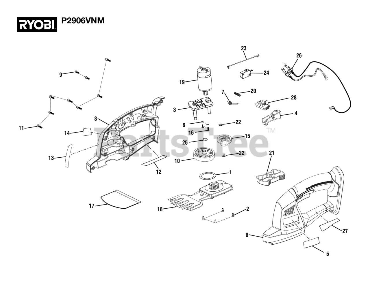 ryobi 18v trimmer parts diagram