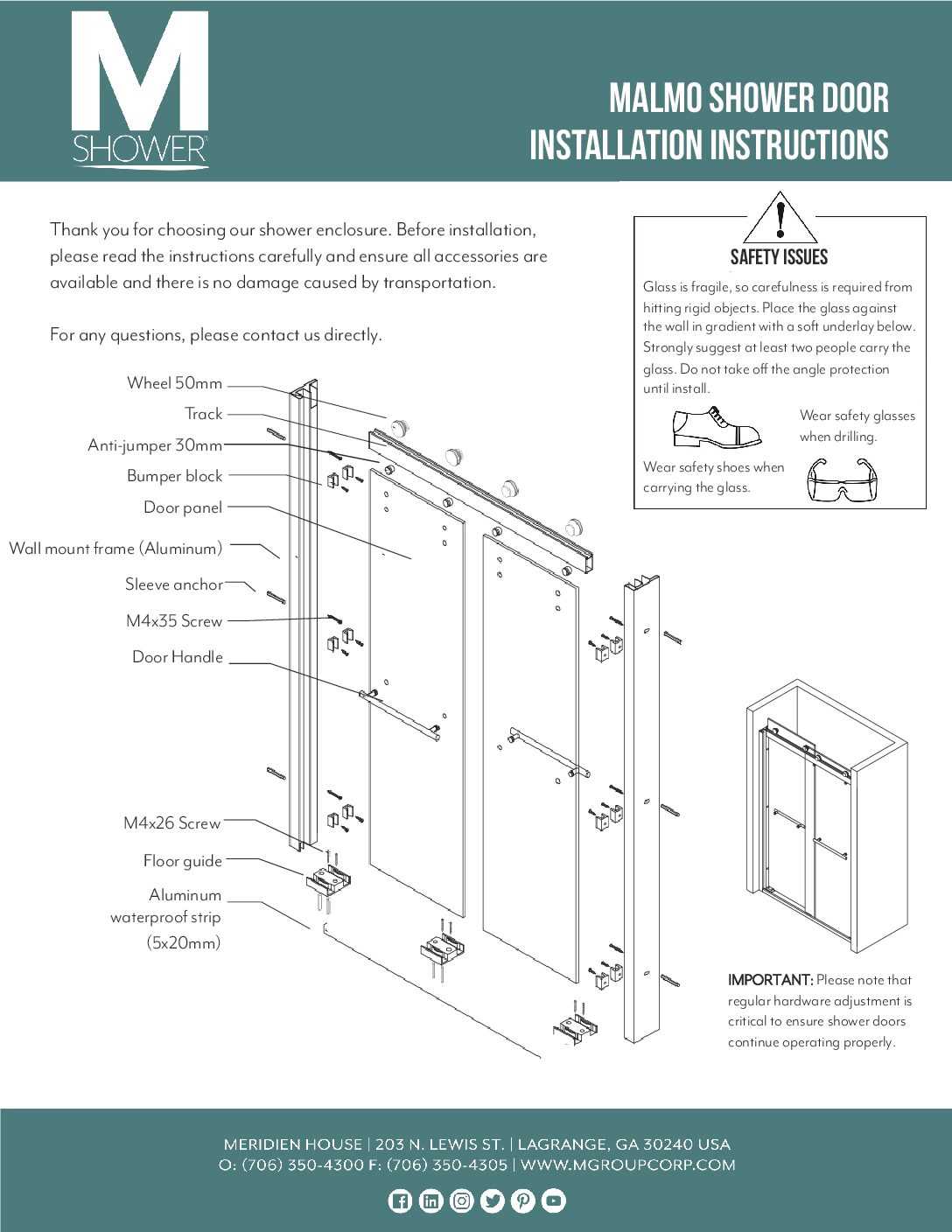 shower door parts diagram