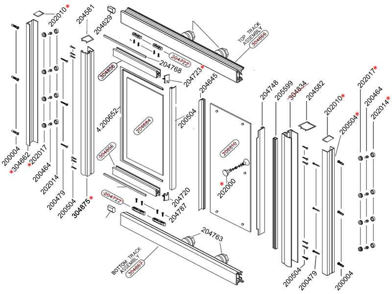 shower door parts diagram