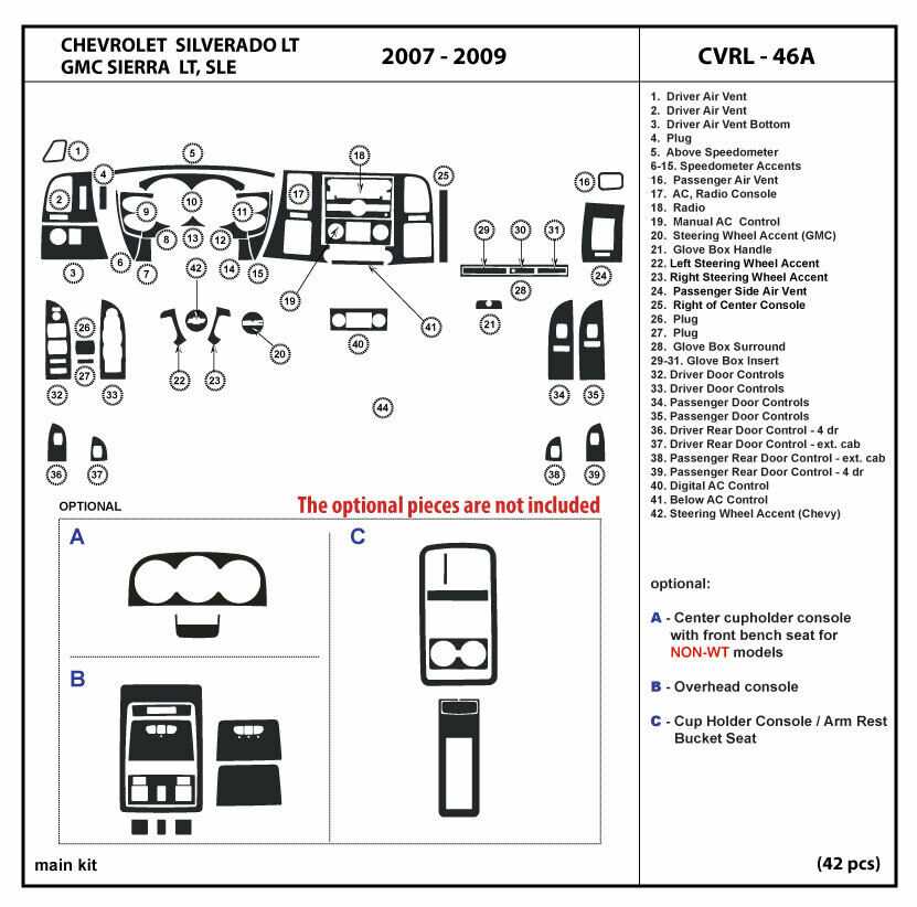 silverado chevy silverado interior parts diagram