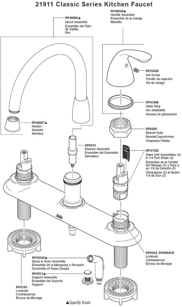 sink faucet parts diagram