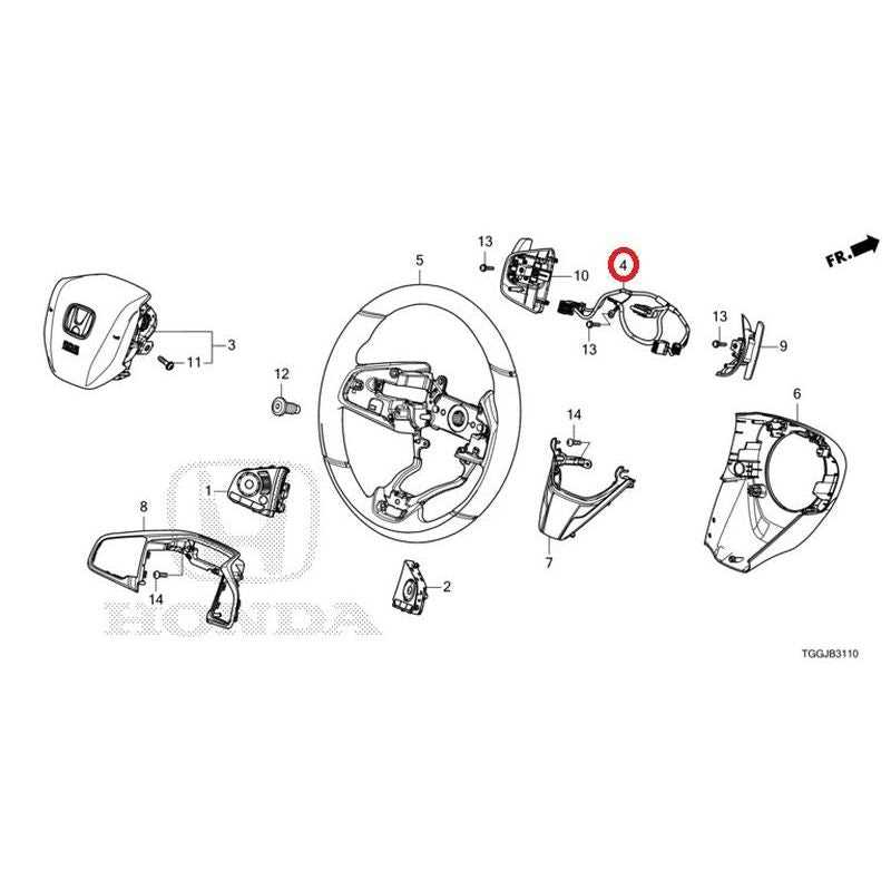 steering wheel parts diagram