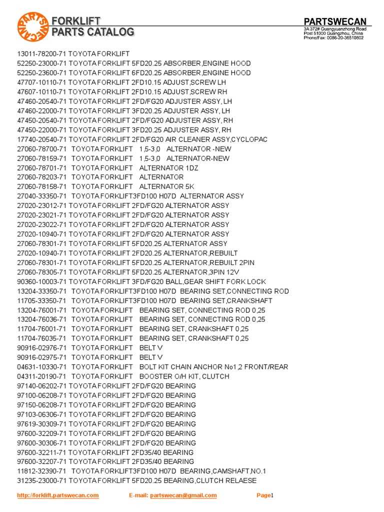 toyota forklift parts diagram