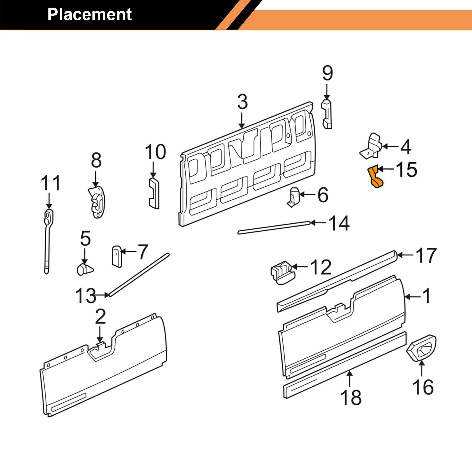 trailblazer tailgate parts diagram