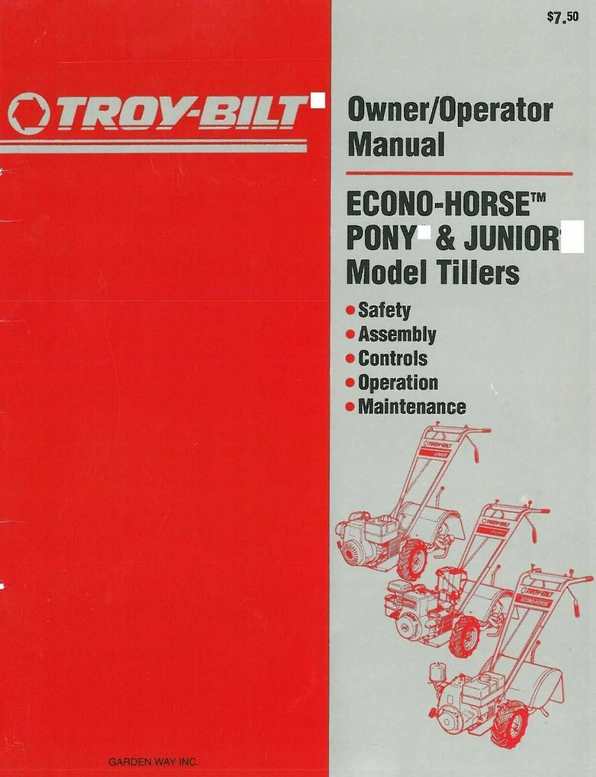 troy bilt horse tiller parts diagram