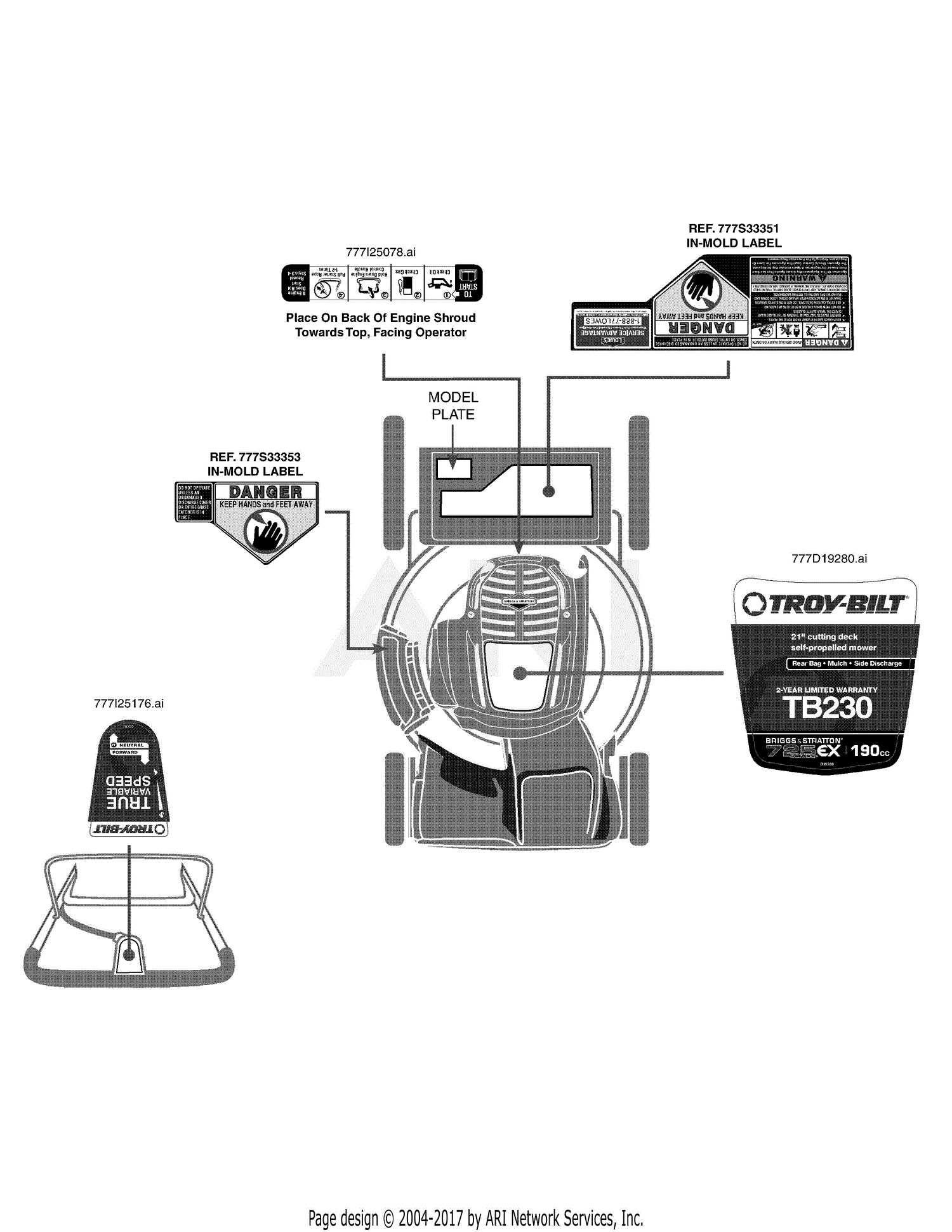 troy bilt tb230 parts diagram