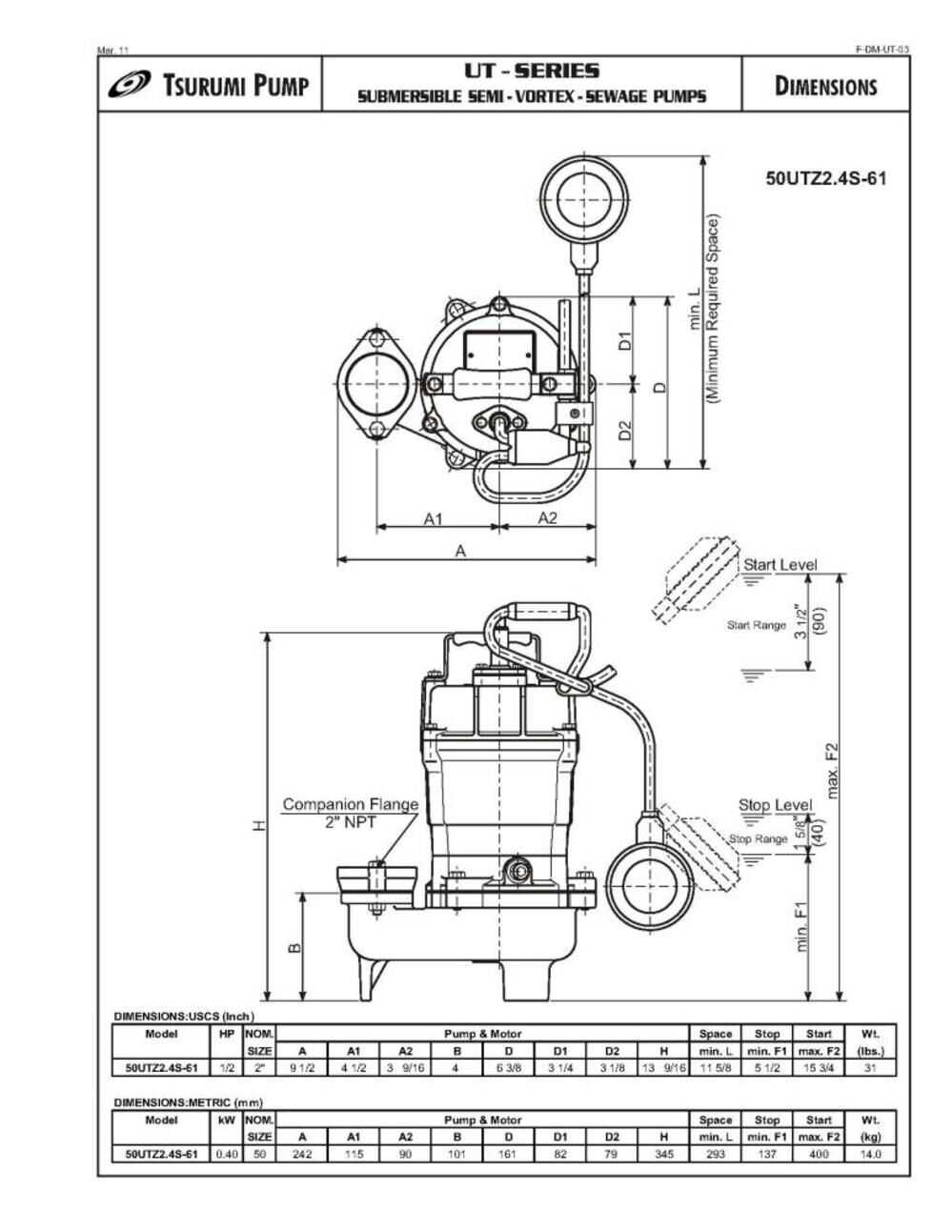 tsurumi pump parts diagram