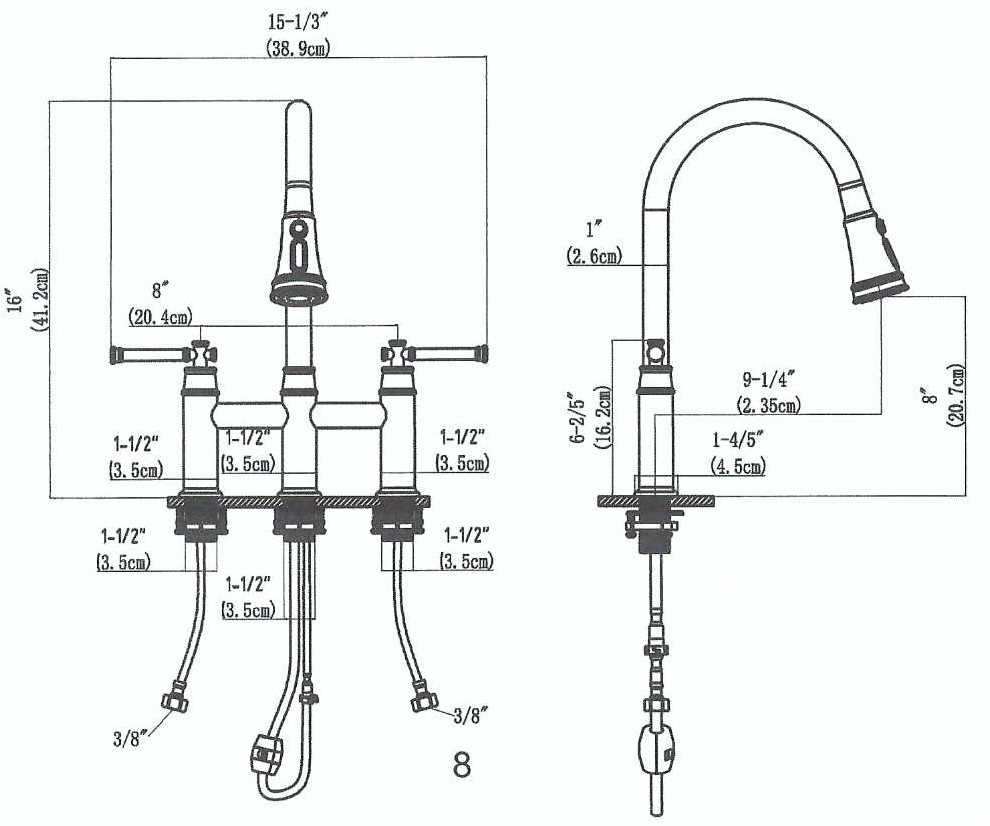 two handle kitchen faucet parts diagram