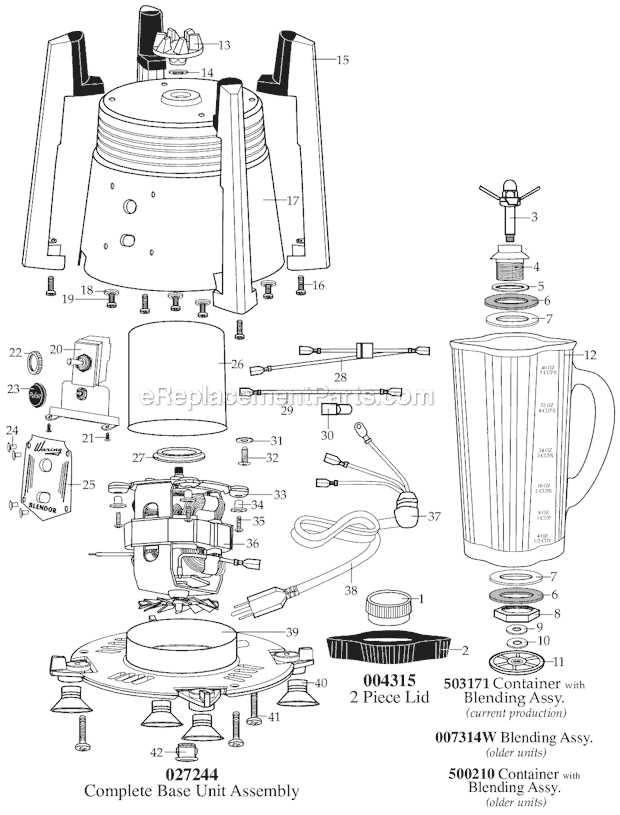 waring blender parts diagram