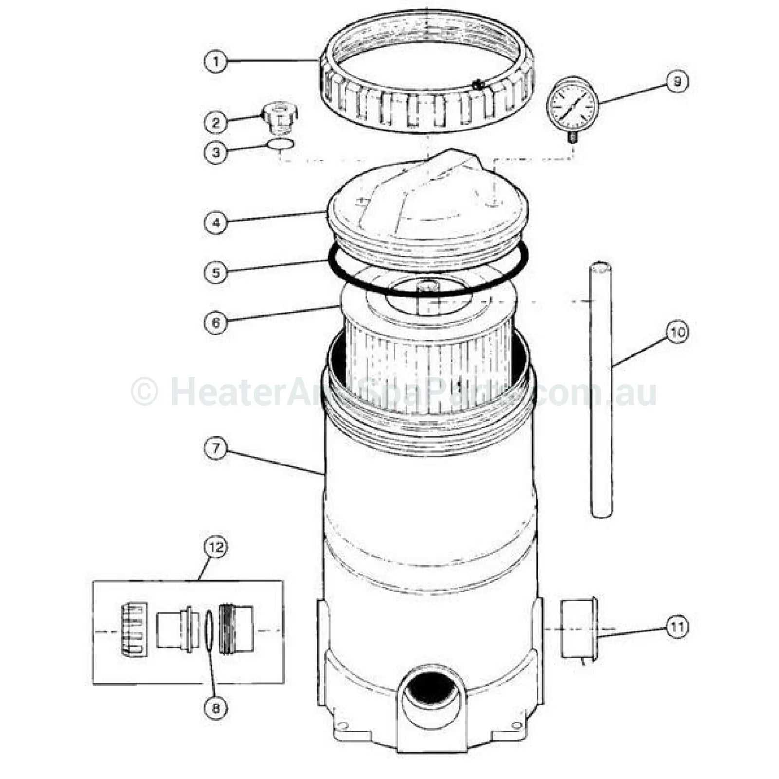 waterway pool filter parts diagram