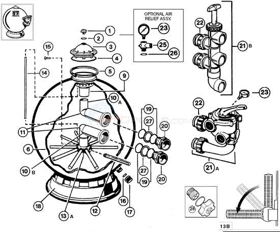 waterway sand filter parts diagram