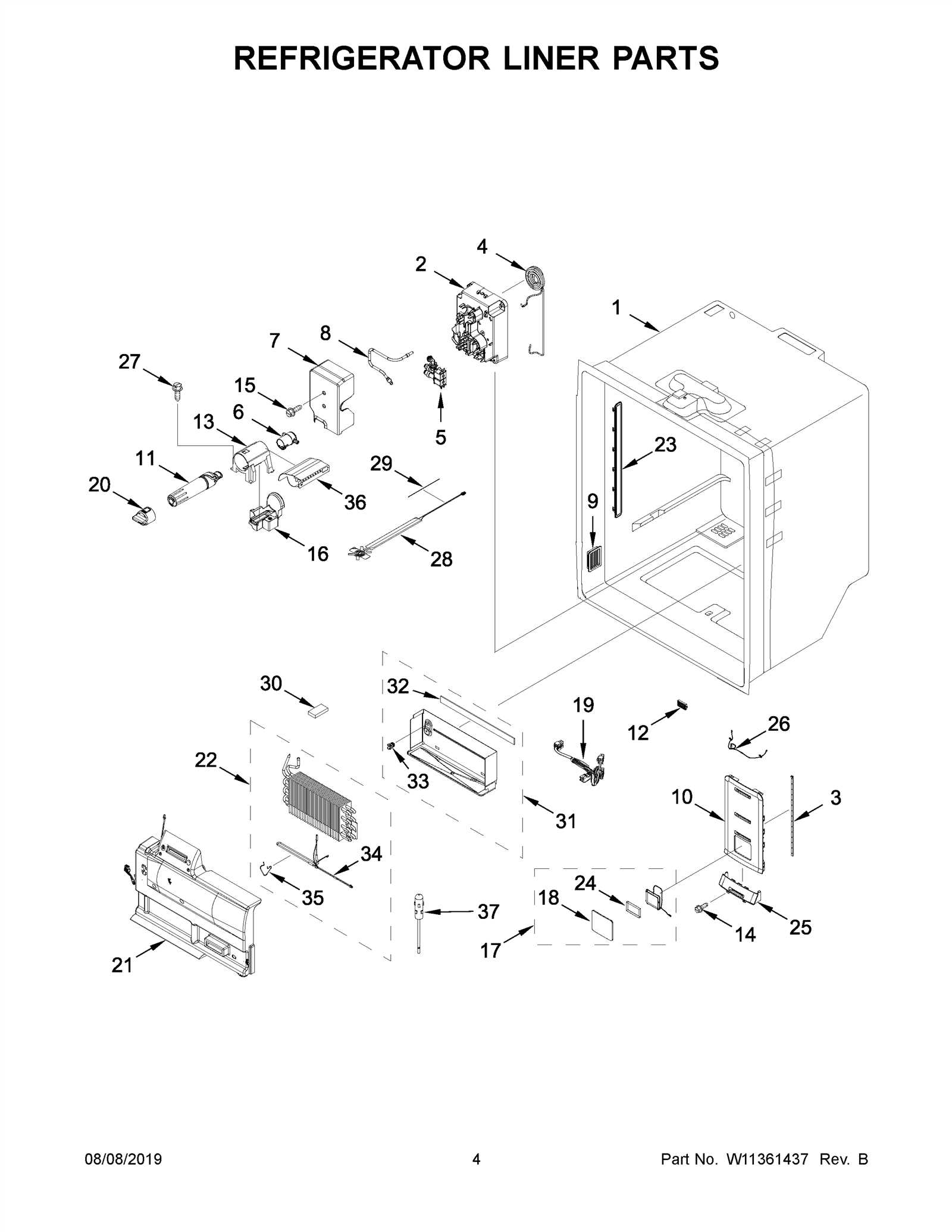 whirlpool freezer parts diagram