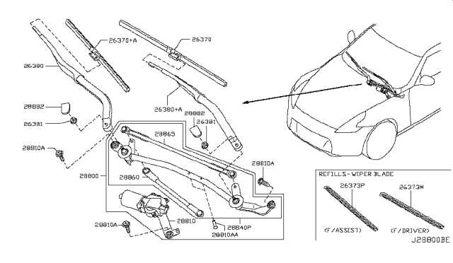 wiper linkage windshield wiper parts diagram