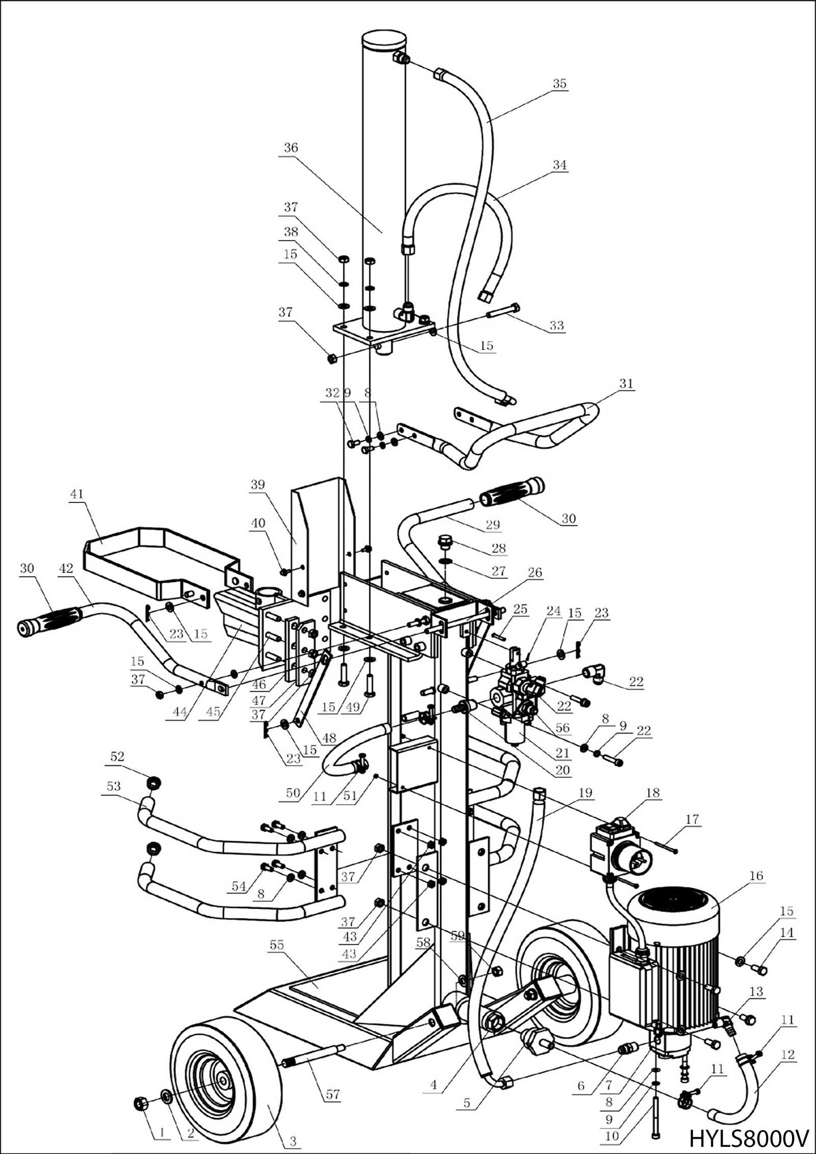 yard machine log splitter parts diagram