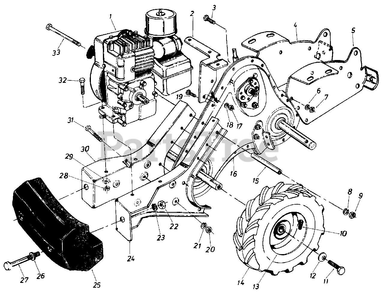 yard machine rear tine tiller parts diagram