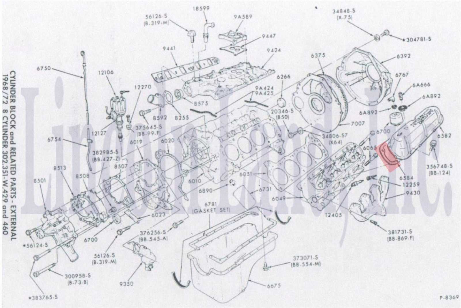 ford 460 engine parts diagram