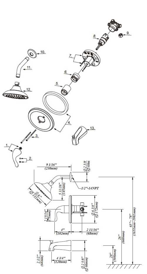 american standard shower parts diagram