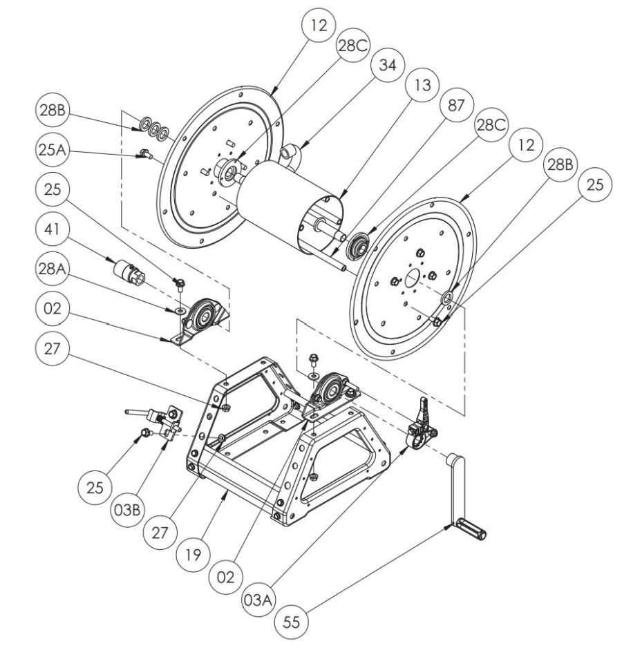 ames hose reel parts diagram