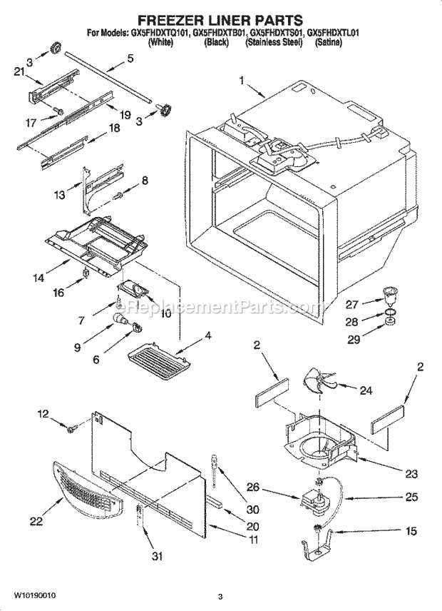 whirlpool freezer parts diagram