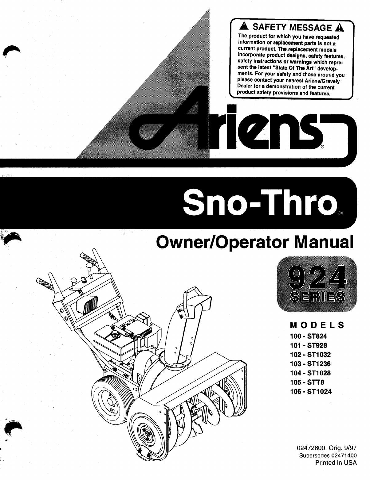 ariens snowblower parts diagram