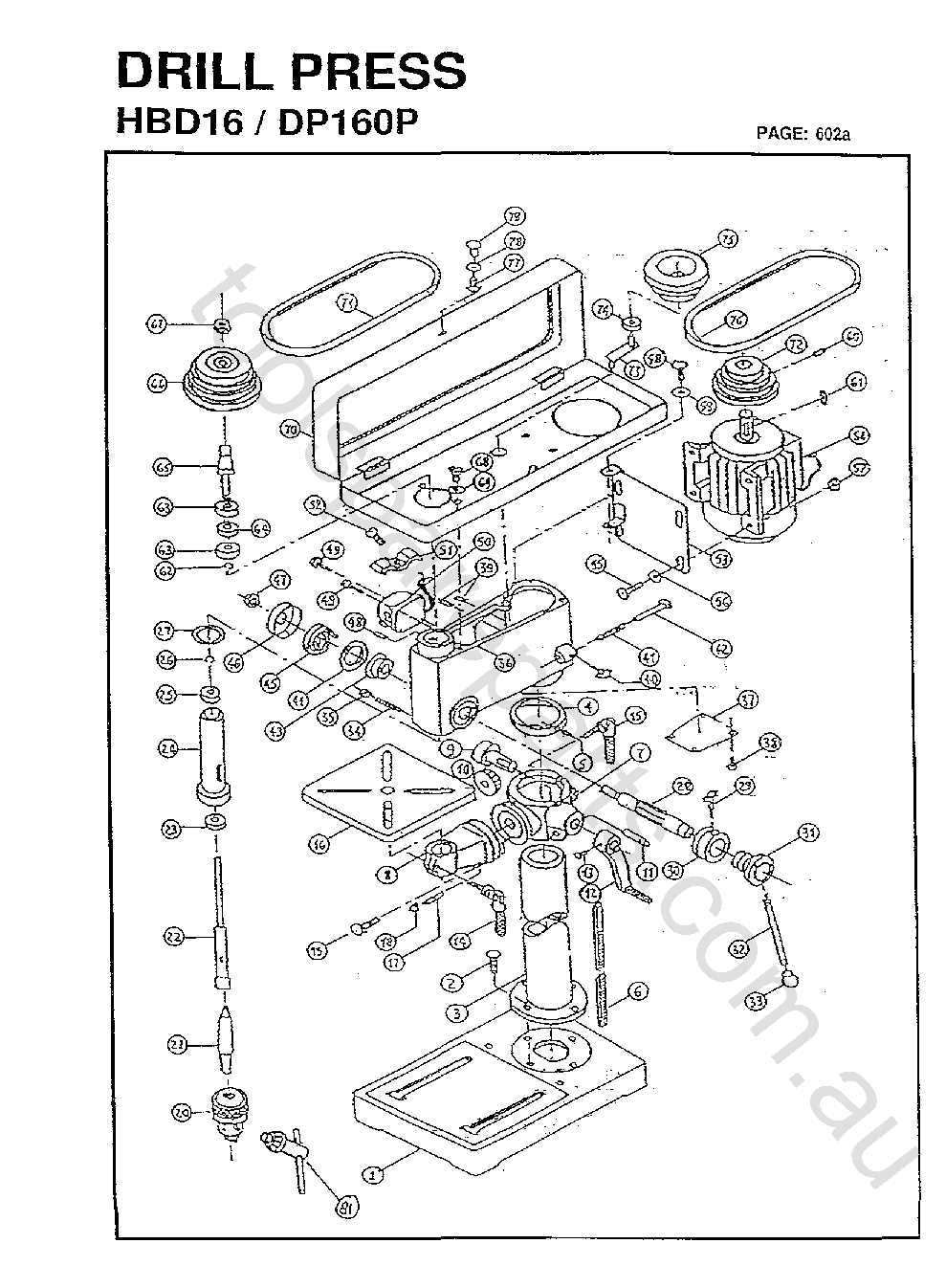 drill press parts diagram