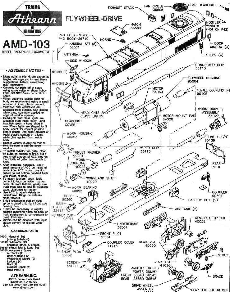 athearn parts diagrams