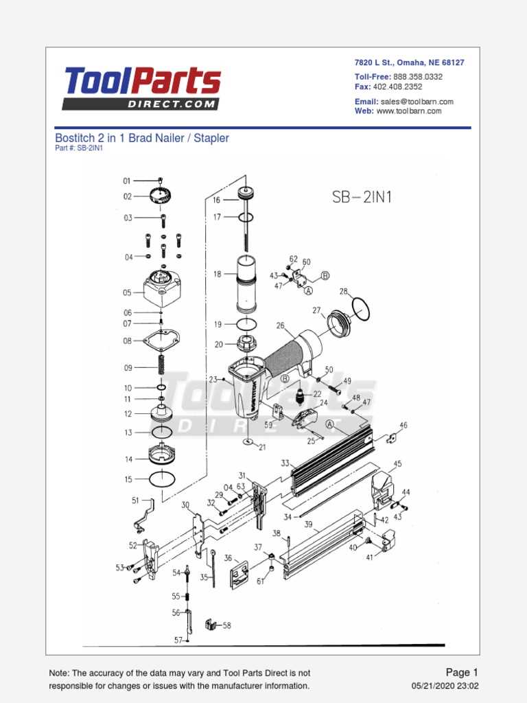 bostitch sb 1850bn parts diagram