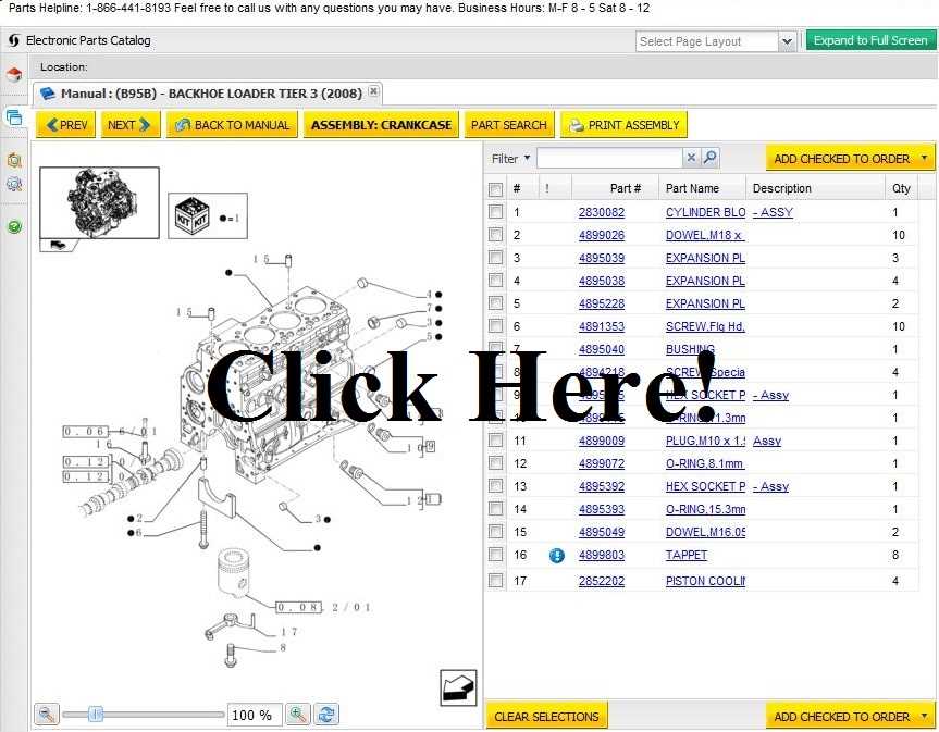 backhoe parts diagram