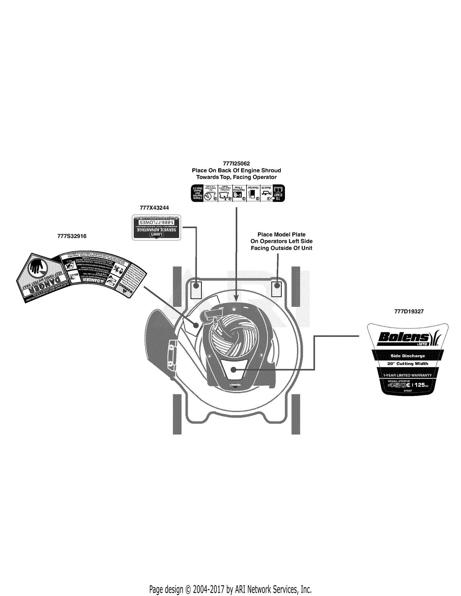 bolens 11a 020w765 parts diagram