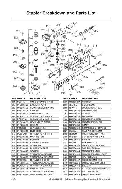 bostitch nail gun parts diagram