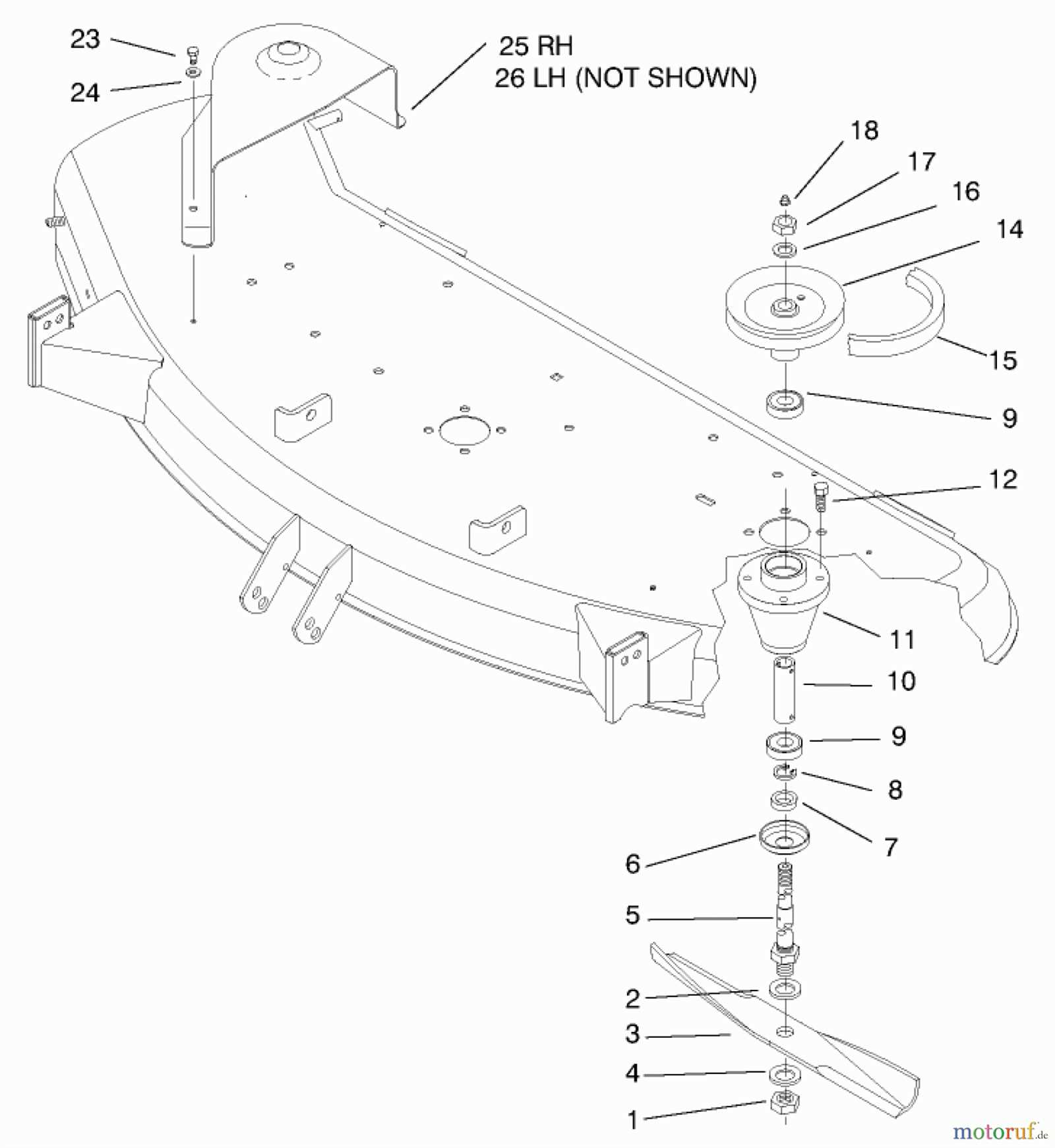 toro mower deck parts diagram