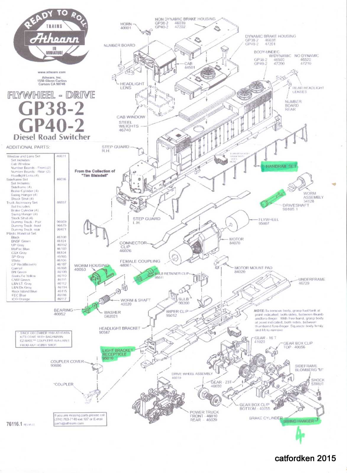 athearn parts diagrams