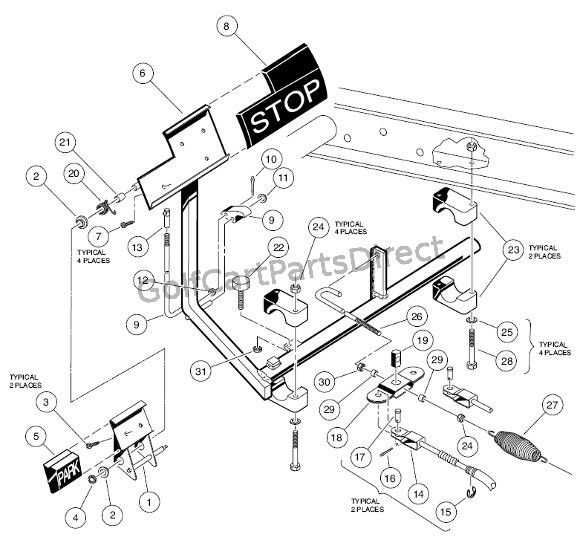 club car brake parts diagram