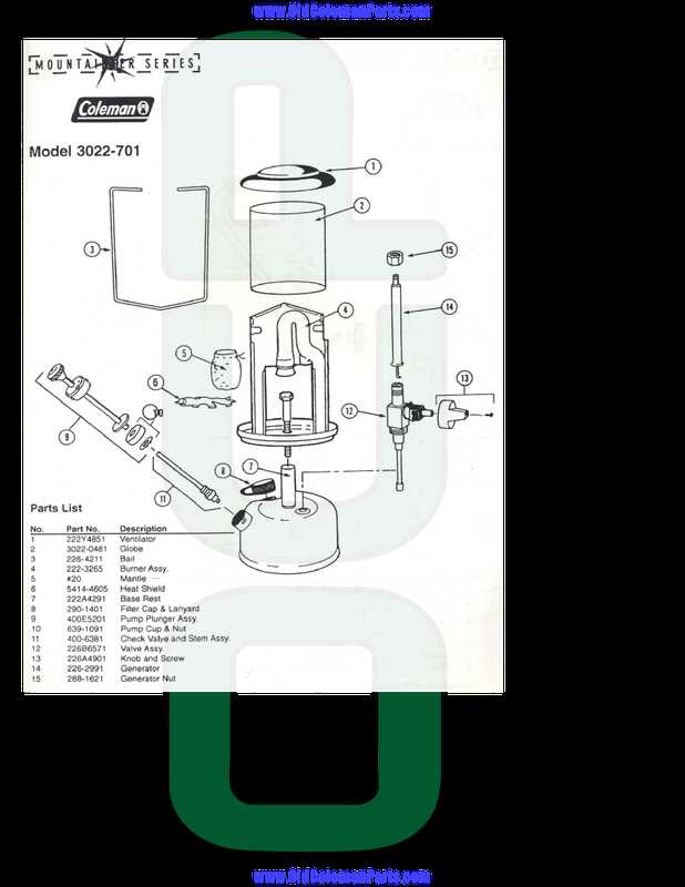 coleman lantern parts diagram