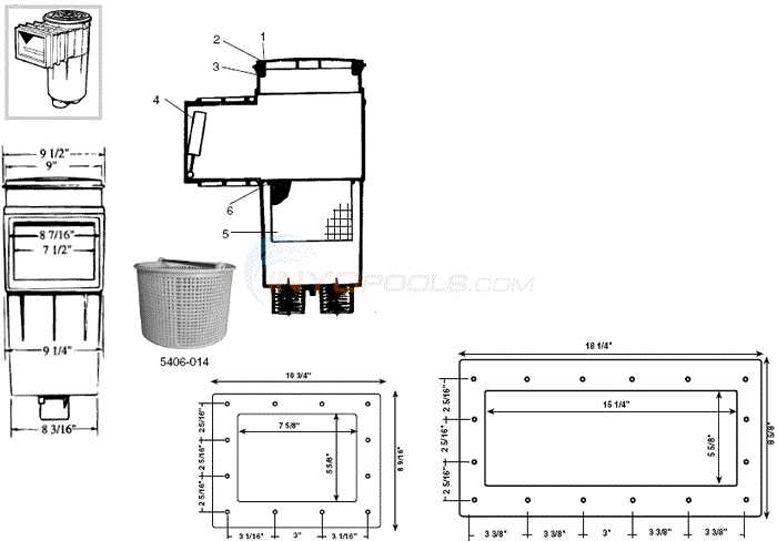 pool skimmer parts diagram