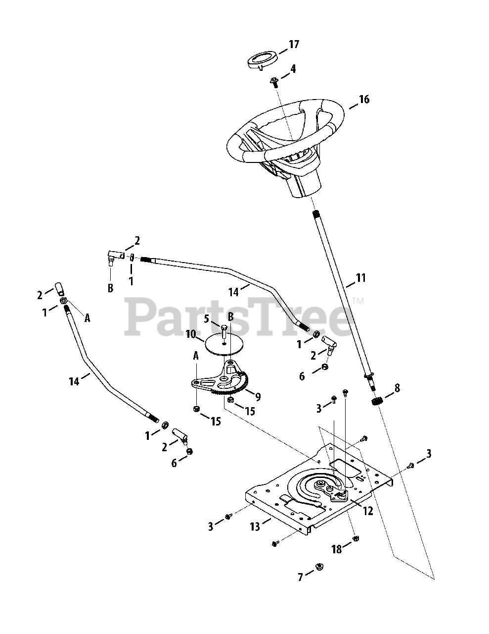 craftsman lt1000 steering parts diagram