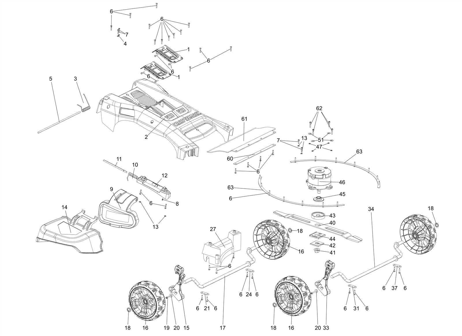 craftsman m220 lawn mower parts diagram