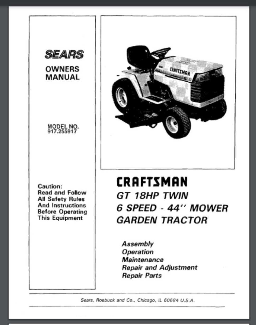 craftsman push lawn mower model 917 parts diagram